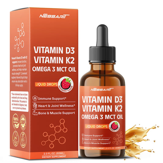 Gotas líquidas Vitamina D3 y K2 Nessarit sabor frambuesa 60 ml