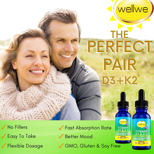 Vitamina d3 k2 en gotas wellwe 5000 iu aceitemct vegano