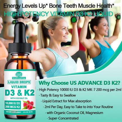 Vitamina D3 K2 líquida WellVeraVida con magnesio y zinc
