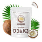 Frasco de vitaminas D3 K2 QVQ con 300 cápsulas