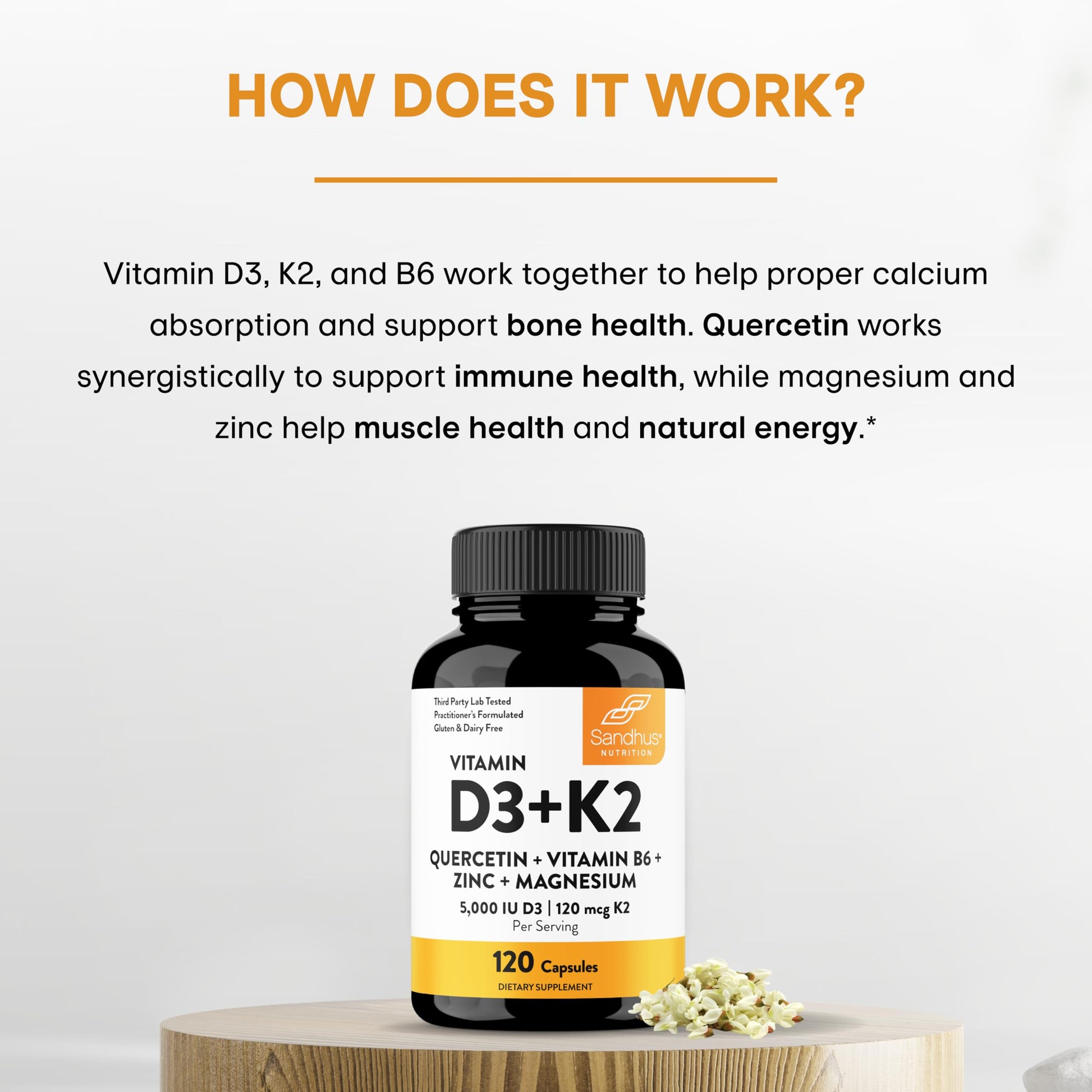 Vitamina d3 k2 suplemento para sistema inmune y energía diaria