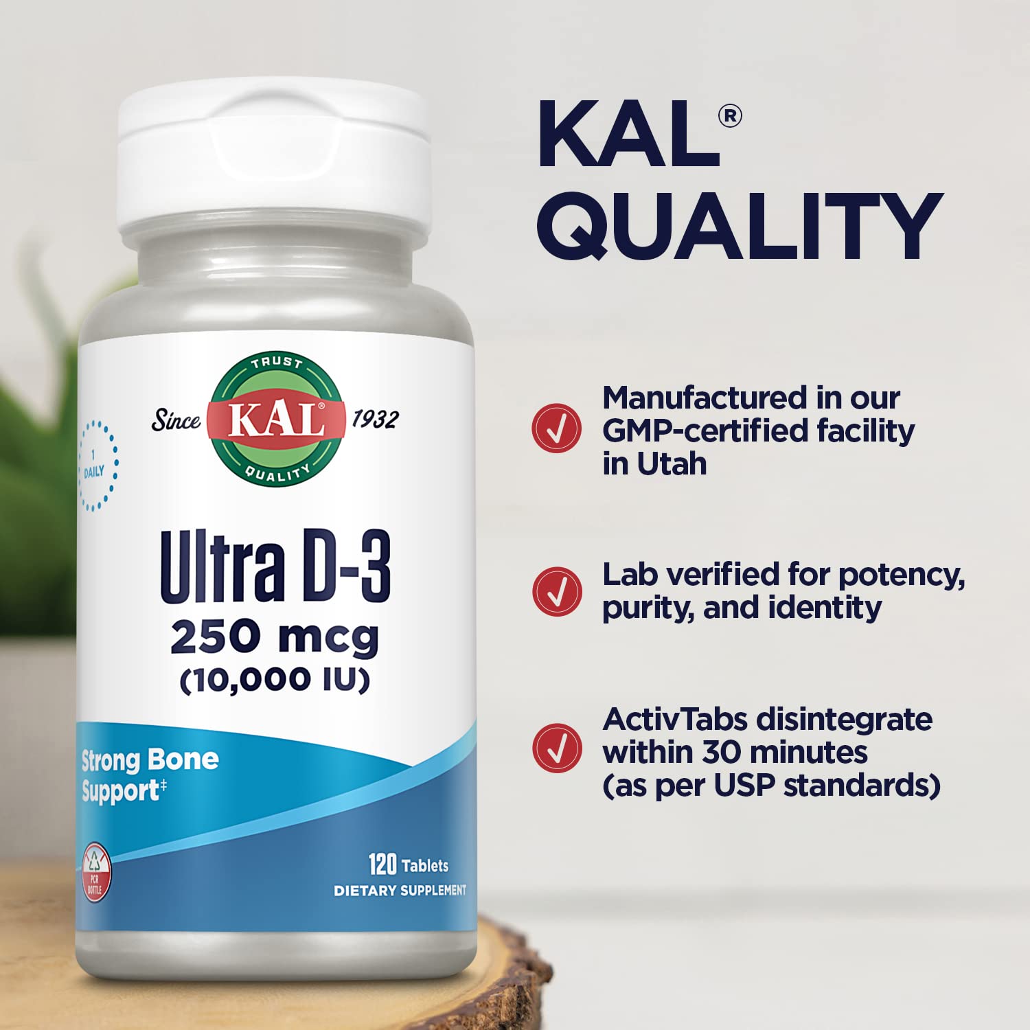 Vitamina D3 KAL para salud de huesos y sistema inmune
