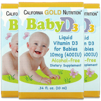 Botella de vitamina d3 líquida para bebés california gold nutrition