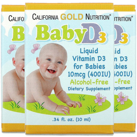Botella de vitamina d3 líquida para bebés california gold nutrition