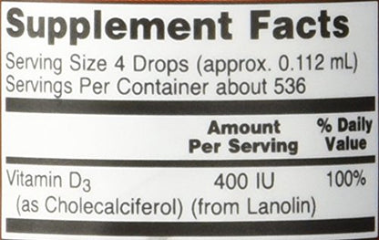 Vitamina d3 líquida Now Foods empaque frontal pack 2
