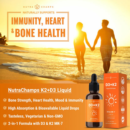Vitamina d3 líquida NutraChamps con aceite mct para mejor absorción
