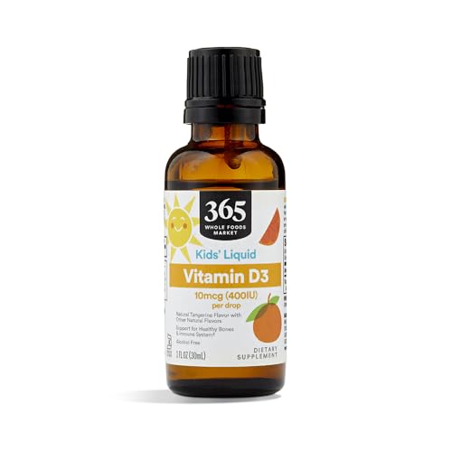 Botella de vitamina d3 líquida sabor mandarina 365 whole foods