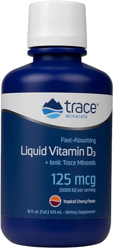 Frasco de Vitamina D3 líquida Trace Minerals sabor cereza tropical