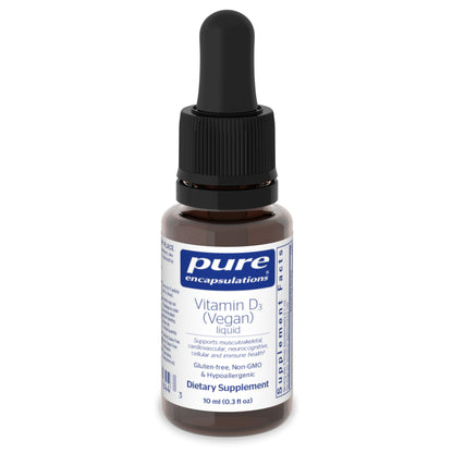 Vitamina D3 líquida vegana Pure Encapsulations botella frontal