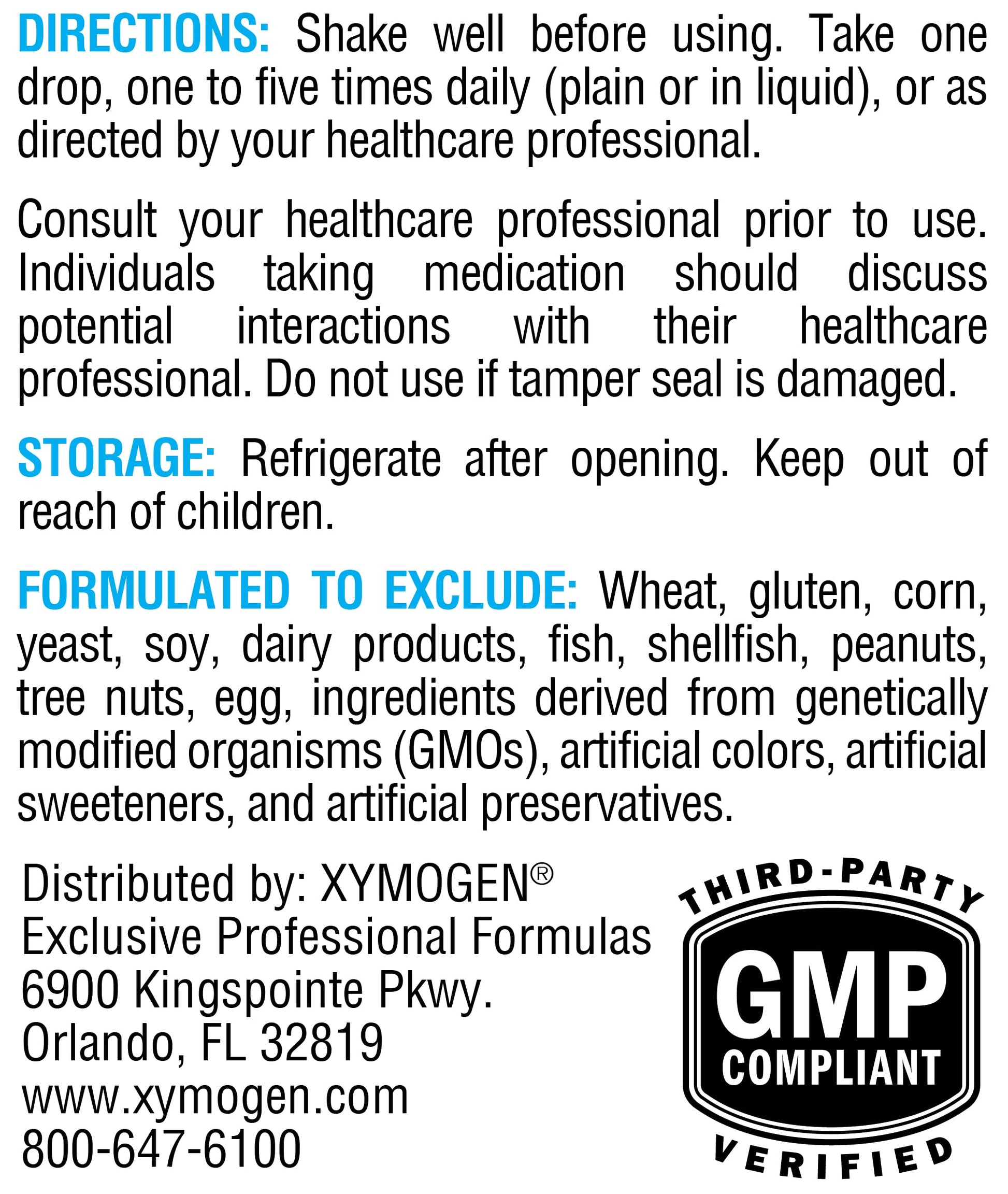 Vitamina D3 líquida XYMOGEN sin gluten, sin soya, sin OMG