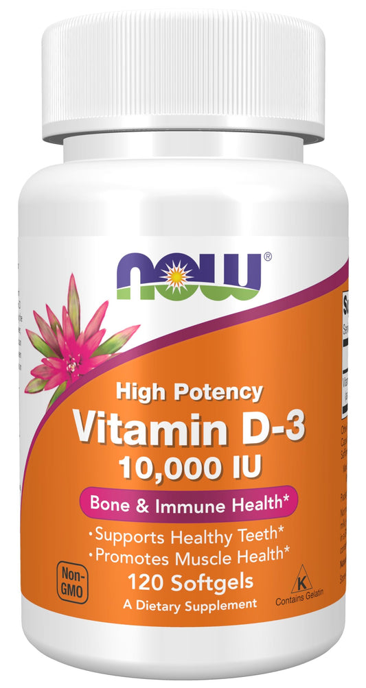 Cápsulas blandas de vitamina D-3 NOW Foods 10,000 UI
