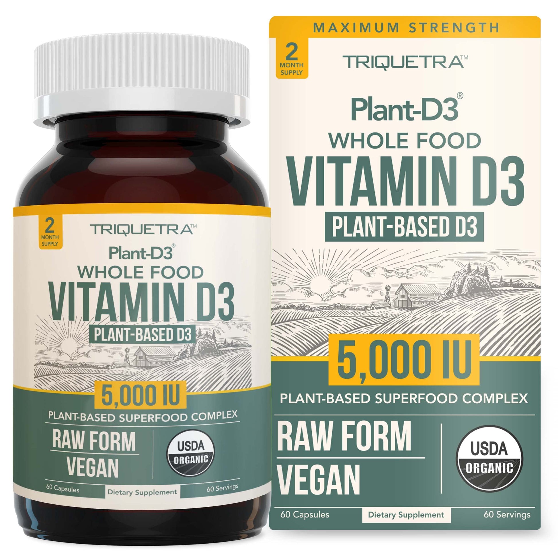 Vitamina D3 orgánica en cápsulas vegetales de Triquetra Health