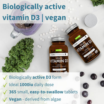 Tabletas vitamina D3 vegana Igennus en bote grande
