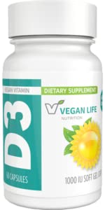 Vitamina D3 vegana vegan life nutrition botella