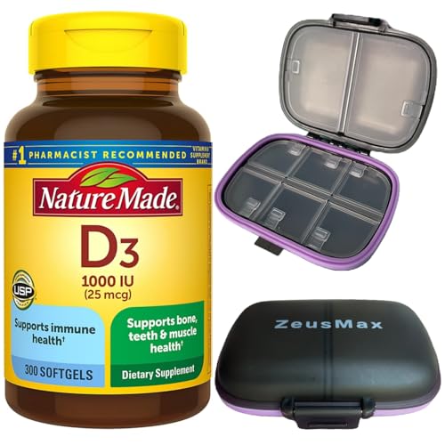 Botella de Vitamina D3 ZEUSMAX 1000 IU 300 cápsulas blandas