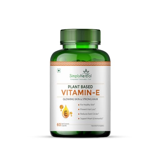 Frasco de cápsulas Vitamina E Simply Herbal para piel y cabello