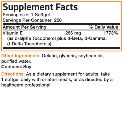 Vitamina e natural Bronson 400 ui cápsulas blandas antioxidantes