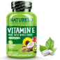 Envase de vitamina E NATURELO con 90 cápsulas veganas.