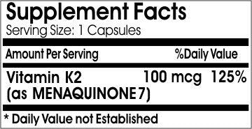 Vitamina k-2 natural 100mcg 100 cápsulas purecontrol suplementos cápsulas detalle