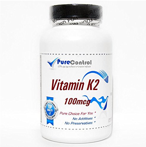 Vitamina k-2 natural 100mcg 200 cápsulas purecontrol suplementos caja frontal