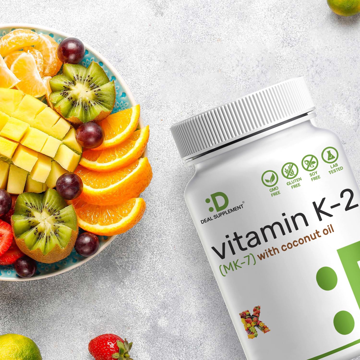 Vitamina K2 MK-7 cápsulas blandas vista cercana