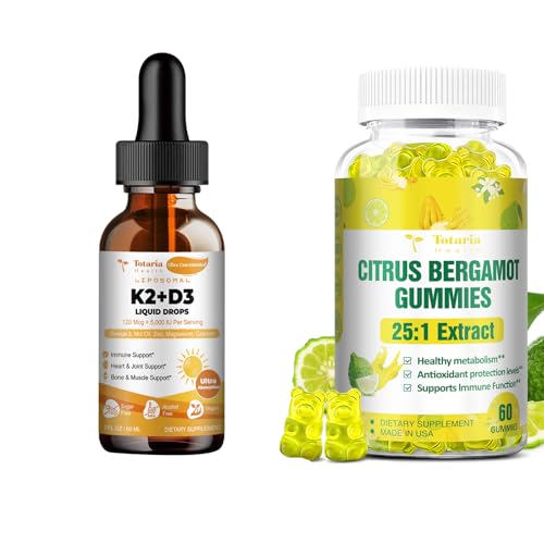 Vitamina liposomal D3 K2 y gomas de bergamota para salud ósea