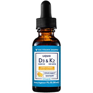 Vitamina líquida D3 y K2 The Vitamin Shoppe apoyo huesos inmunidad