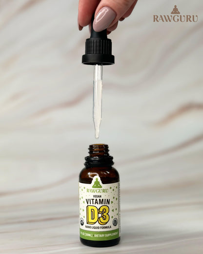 Vitaminas líquidas RawGuru para salud y bienestar diario