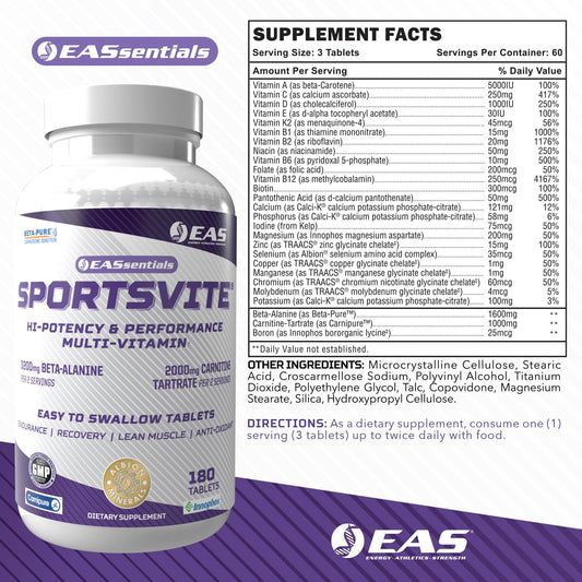 Vitamina y mineral para rendimiento y recuperación óptimos - EAS SportsVite