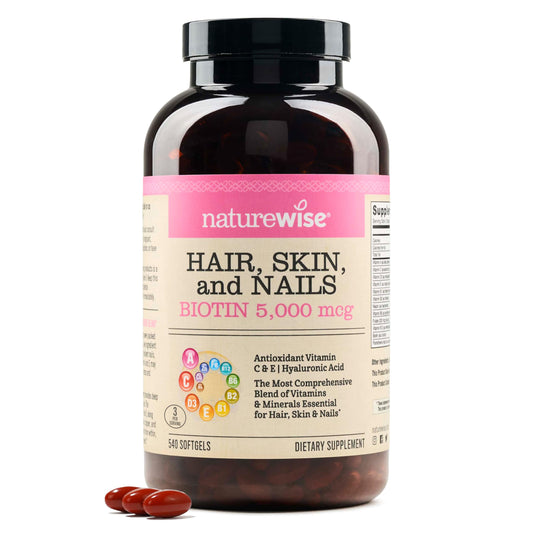 Vitamina NatureWise biotina 5000 mcg frasco frontal