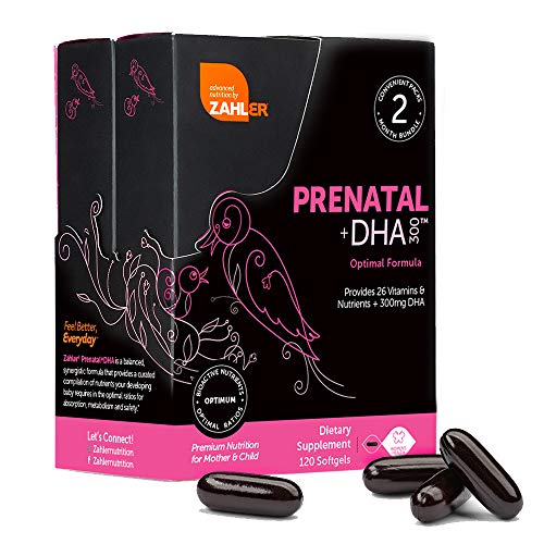 Vitamina prenatal Zahler con DHA y folato 120 softgels