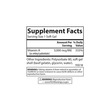Vitaminas A Carlson para piel y salud visual
