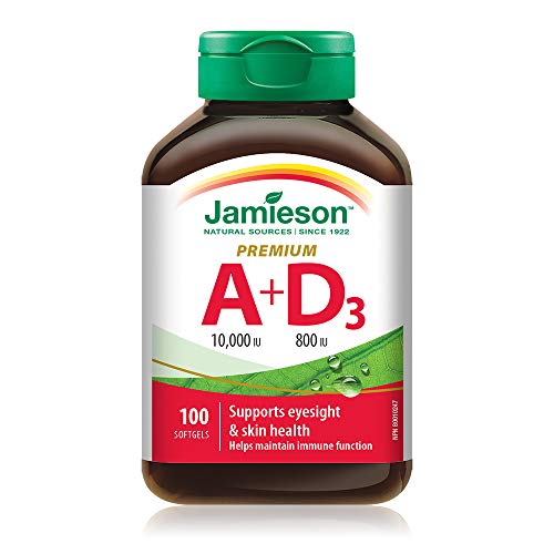 Botella vitaminas a y d jamieson 100 cápsulas blandas