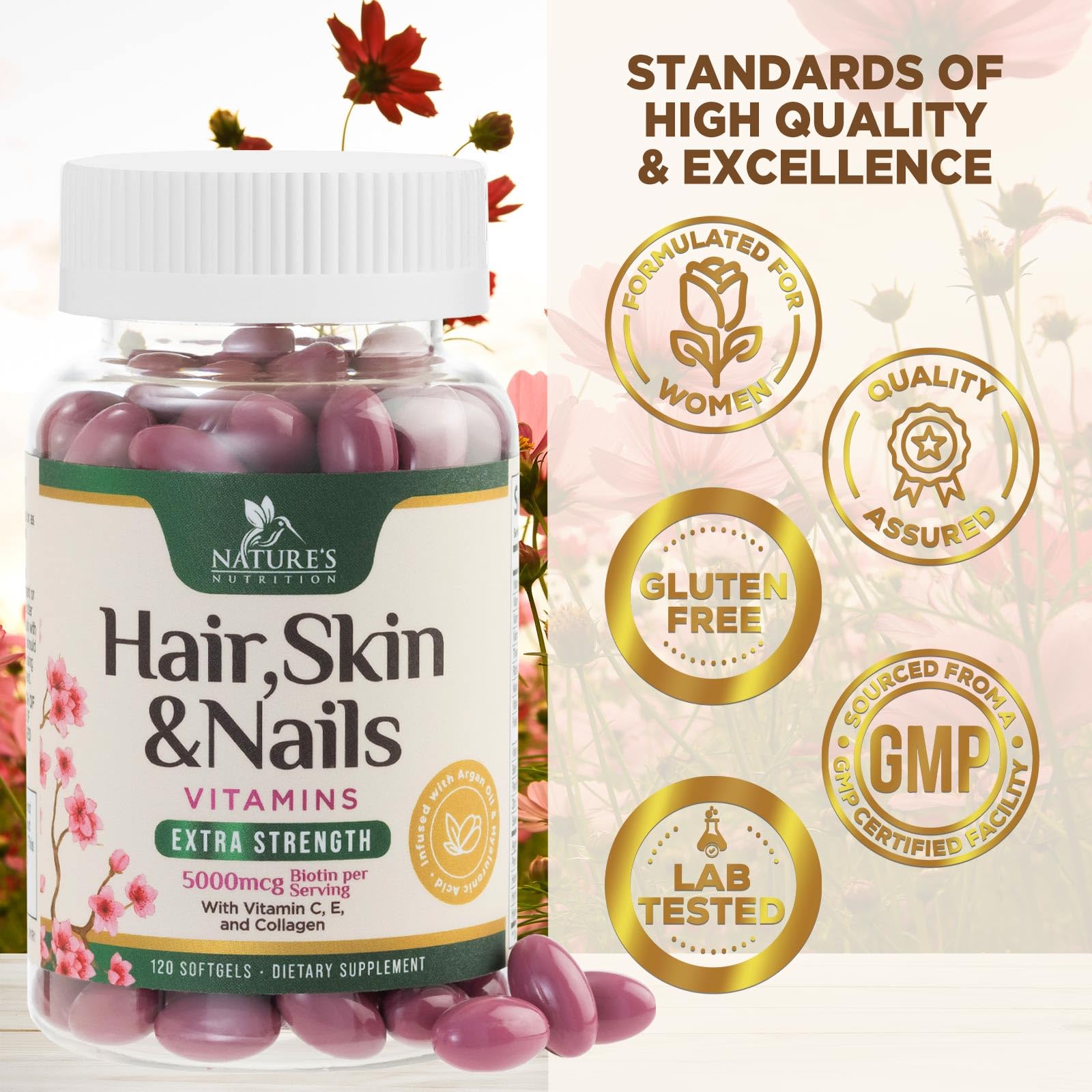 Vitaminas con aceite de argán y ácido hialurónico para cabello