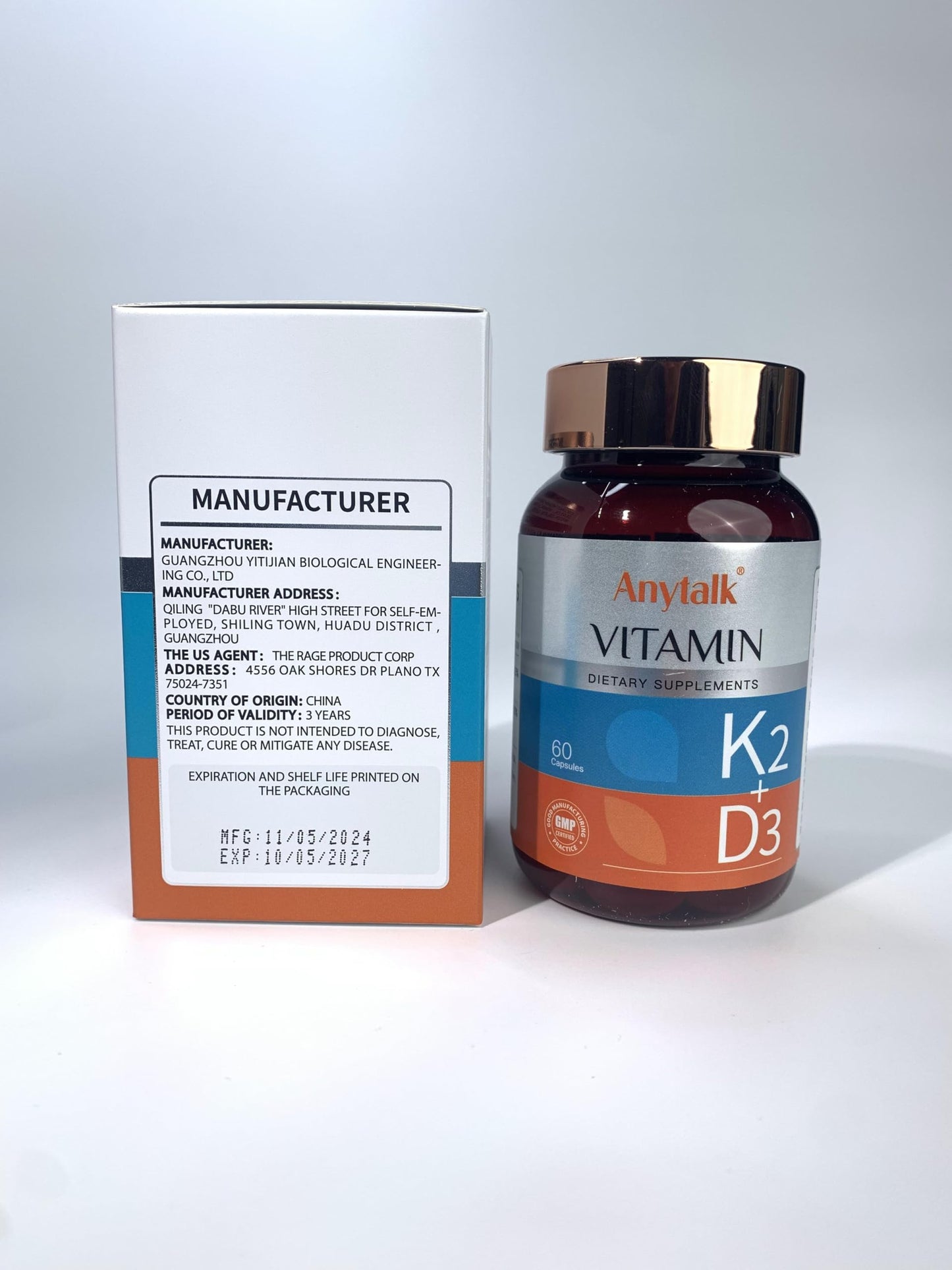 Vitaminas anytalk d3 k2 suplemento vegano calidad