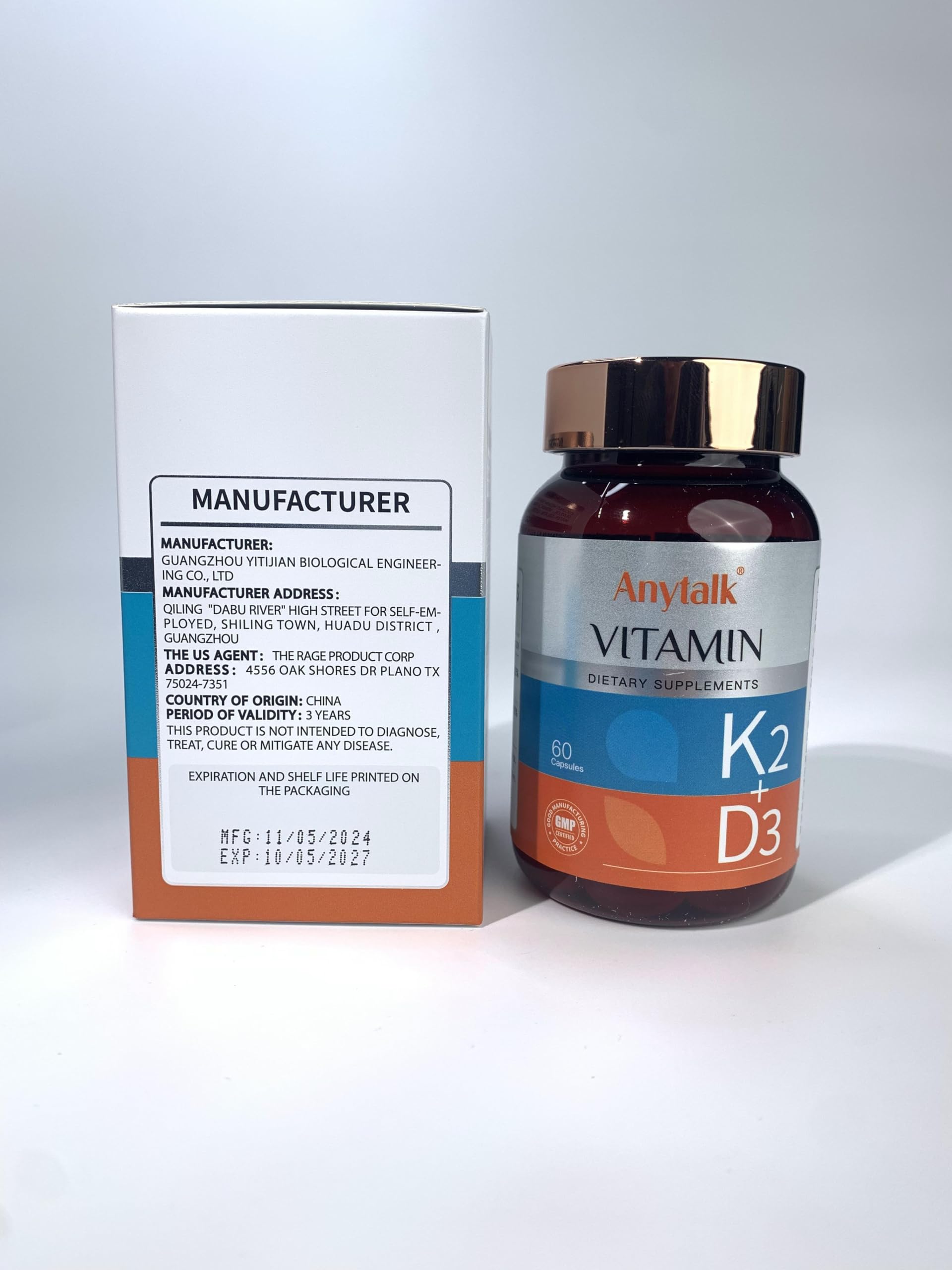 Vitaminas anytalk d3 k2 suplemento vegano calidad