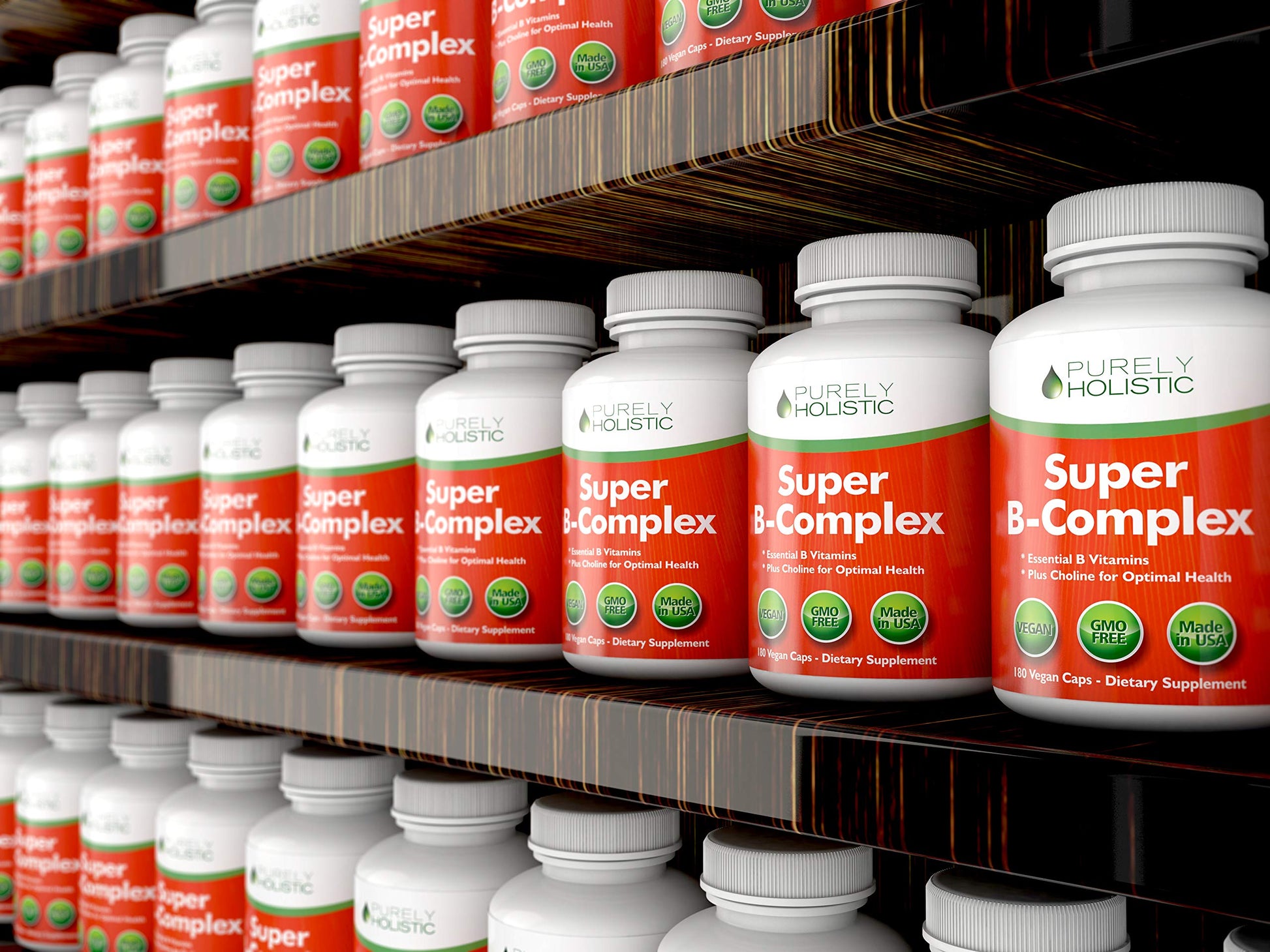 Vitaminas B suplementarias Purely Holistic 6 meses energía y salud
