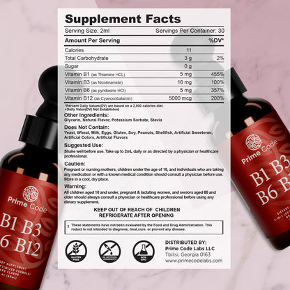 Vitaminas B1 B3 B6 B12 para enfoque claridad función cognitiva