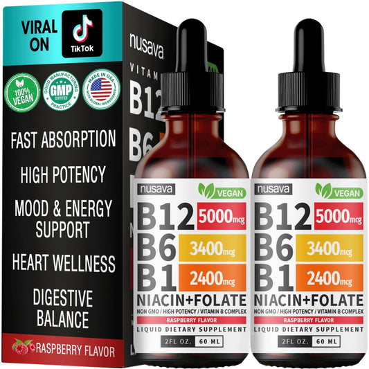 Gotas líquidas de vitamina B12 y B6 sabor frambuesa