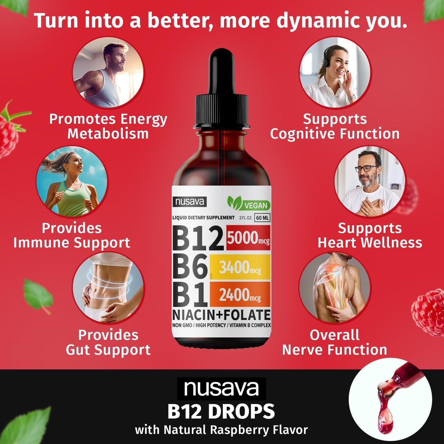 Vitaminas B12 B6 gotas sublinguales paquete de 4 frascos