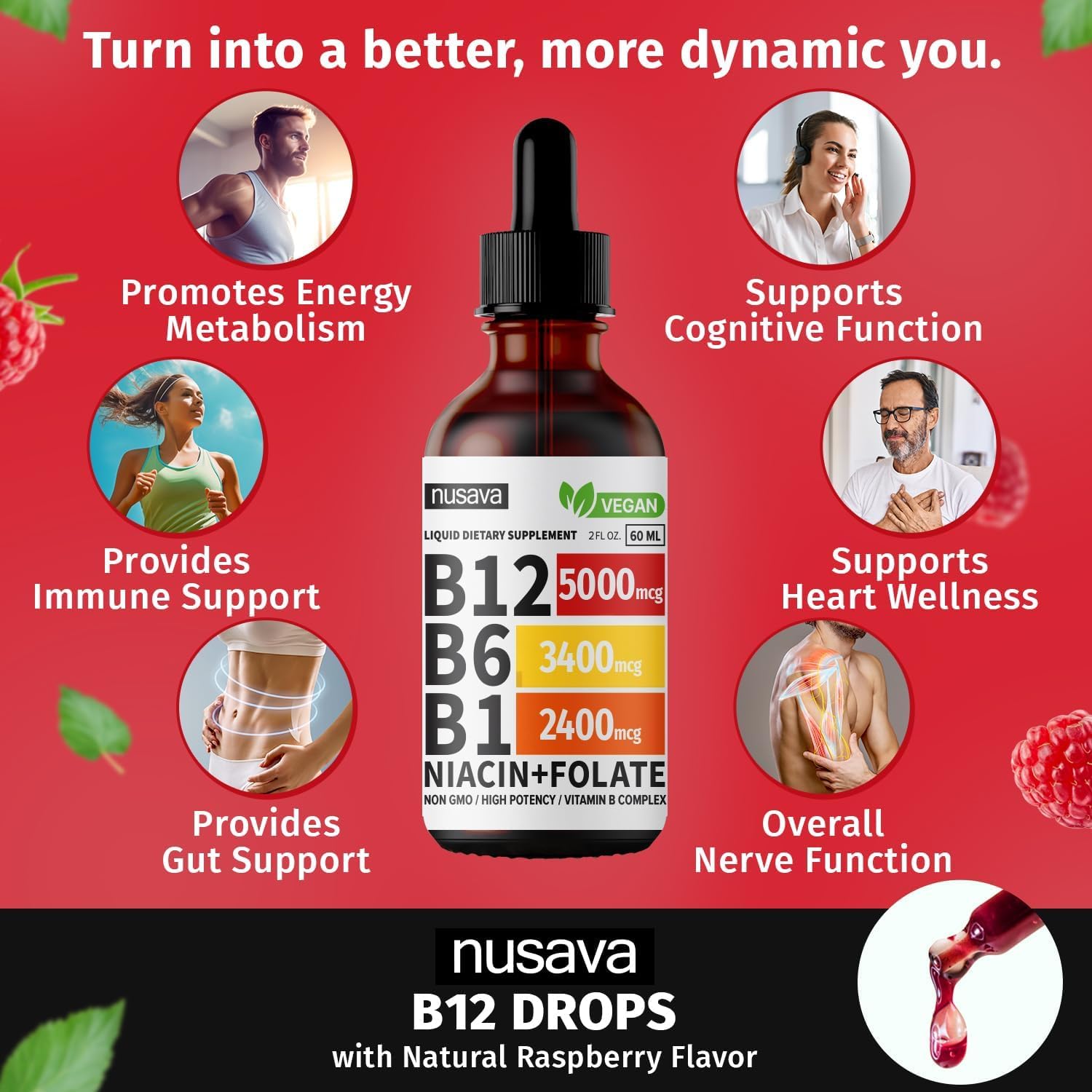 Vitaminas B12 B6 gotas sublinguales paquete de 4 frascos