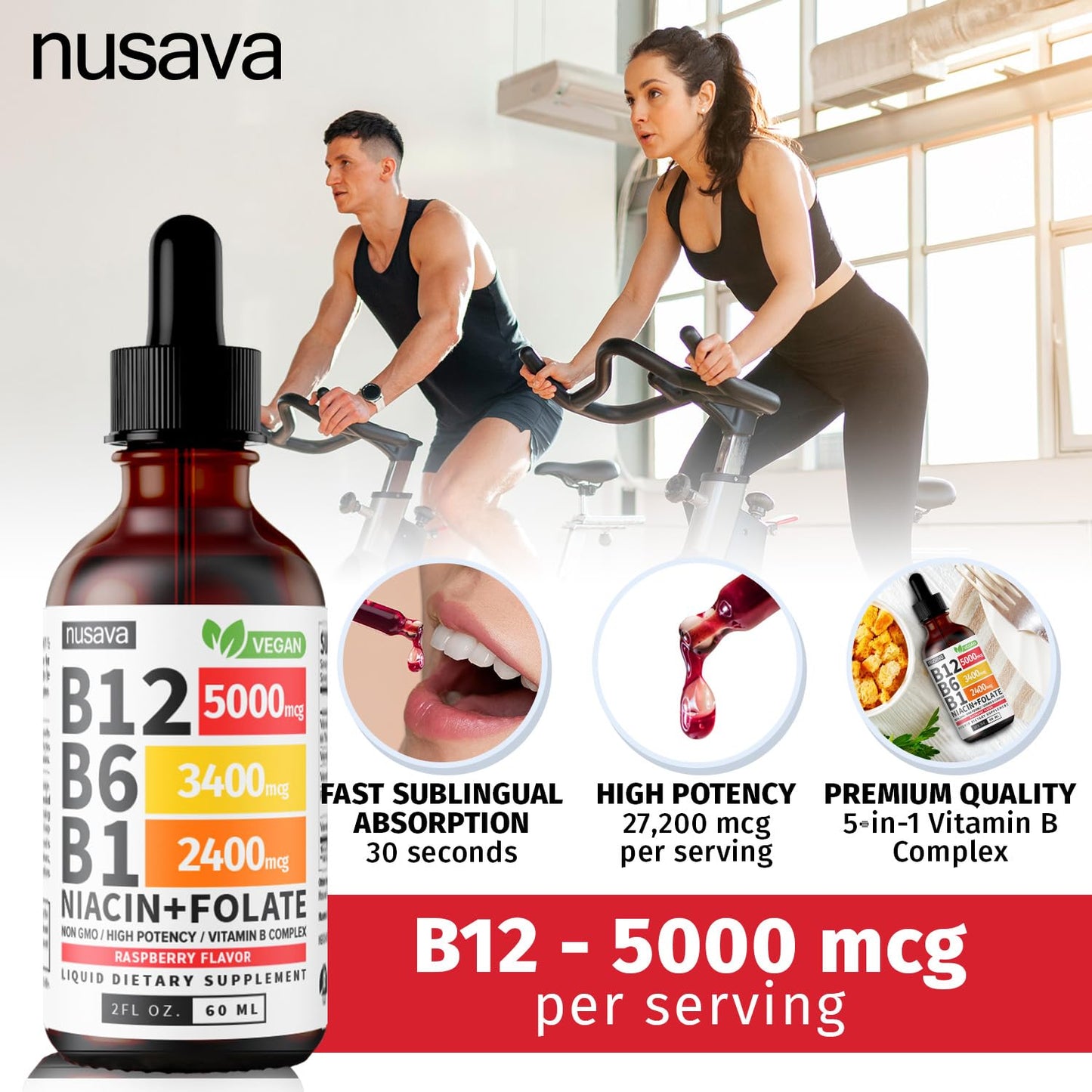 Vitaminas b12 y b6 líquido absorción rápida sublingual