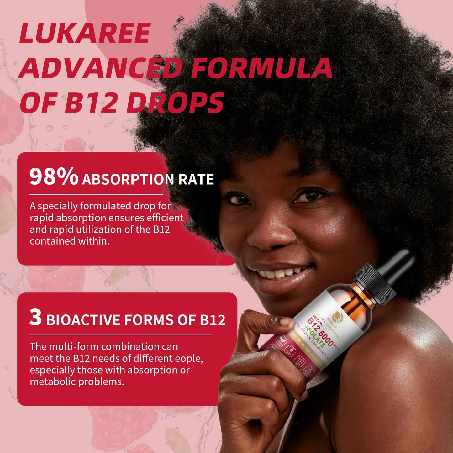 Vitaminas B12 líquidas natural Lukaree para el bienestar