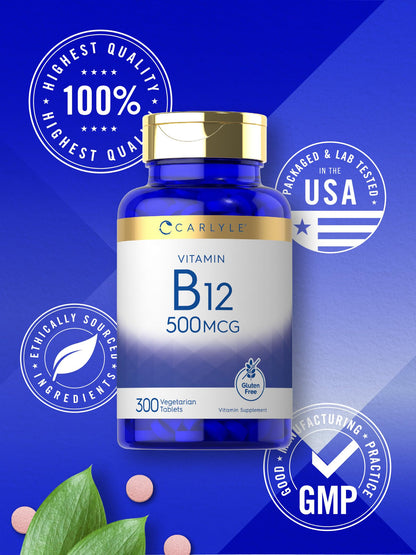 Vitaminas B12 sin gluten 300 tabletas Carlyle