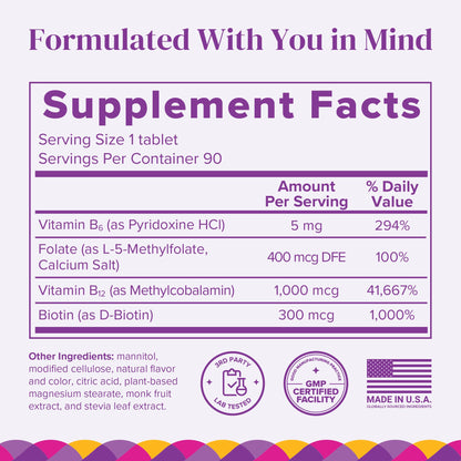 Vitaminas bariátricas BariMelts suplemento de b12 para mujeres