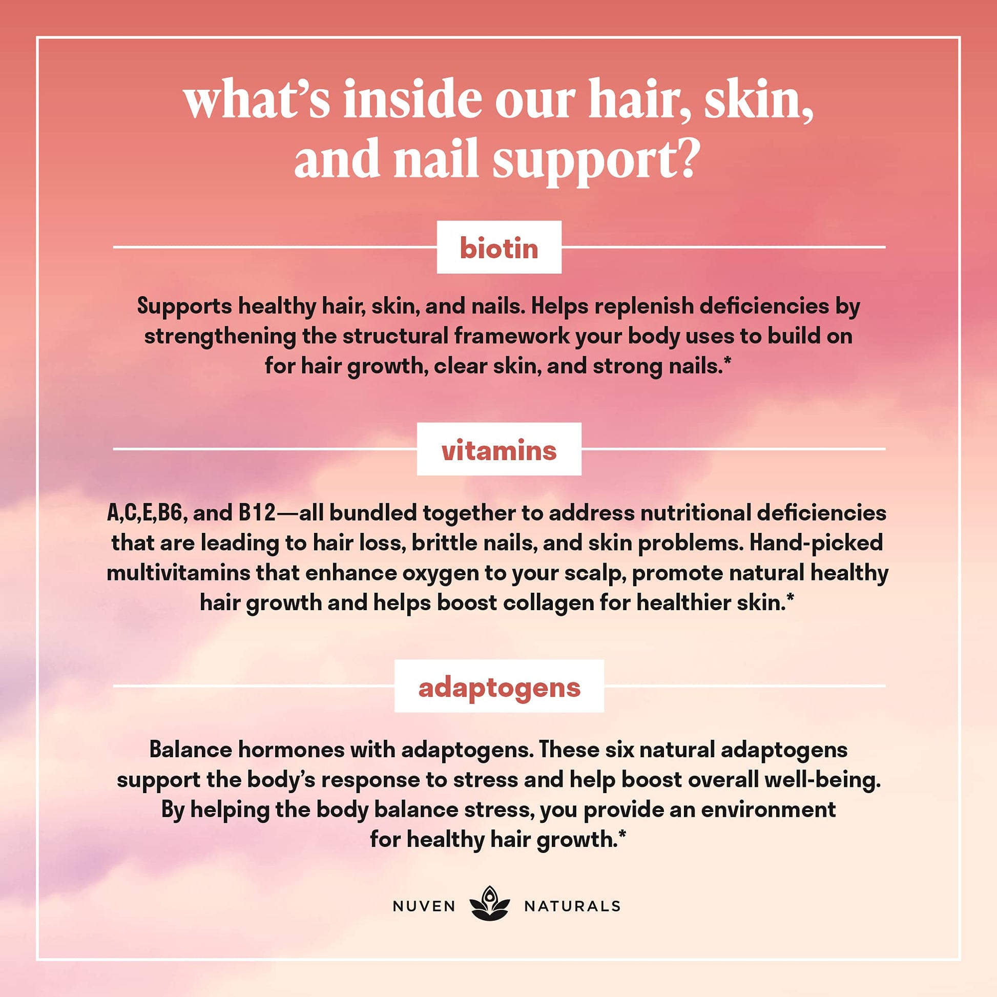 Vitaminas Biotina Nuven Naturals detalle frontal
