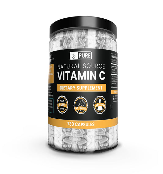 Vitaminas C cápsulas puras 730 frasco frontal