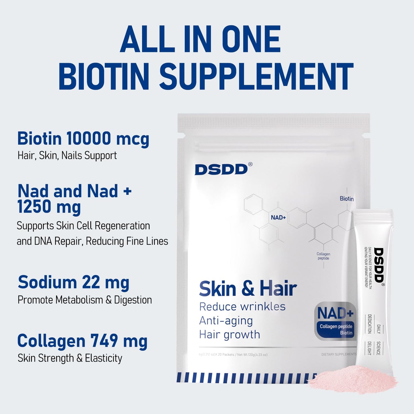 Vitaminas para cabello crecimiento y reducción de arrugas DSDD