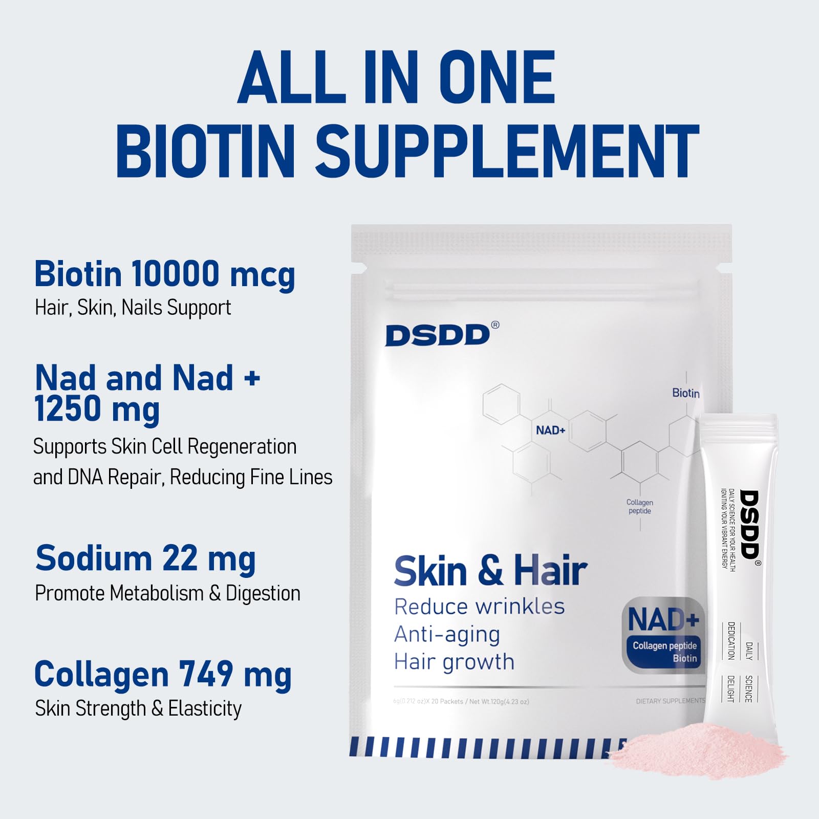 Vitaminas para cabello crecimiento y reducción de arrugas DSDD