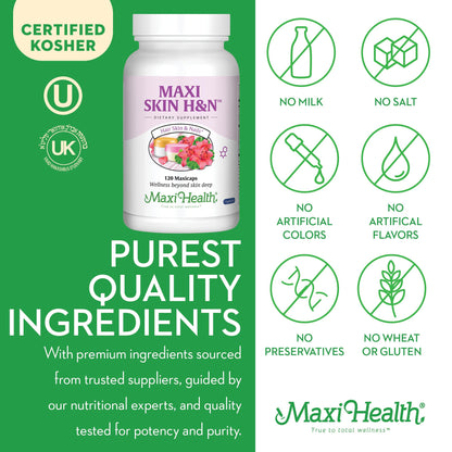 Vitaminas cabello piel uñas caja y envase Maxi Health
